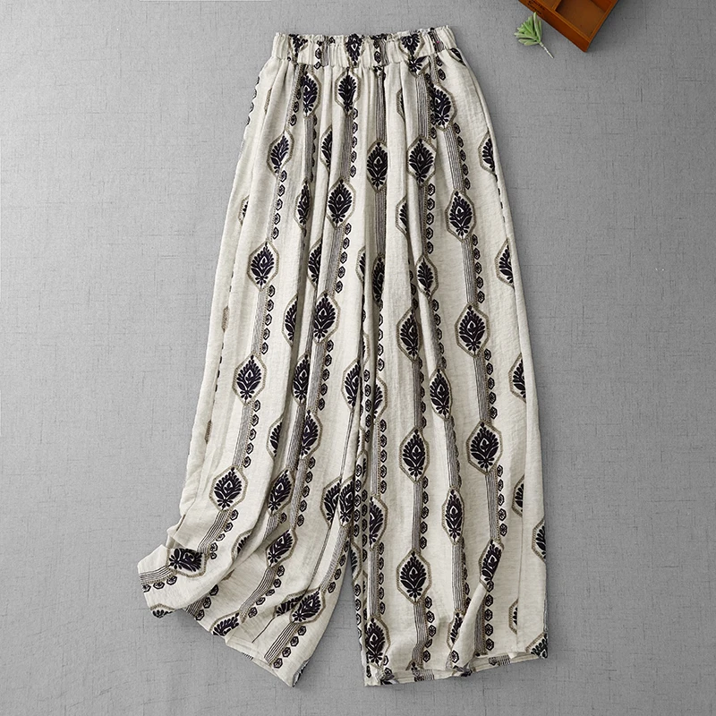 Pantaloni casual a gamba larga a vita alta n Sle Pantaloni Vaion Faion estivi da donna in misto cotone Vestibilità comoda
