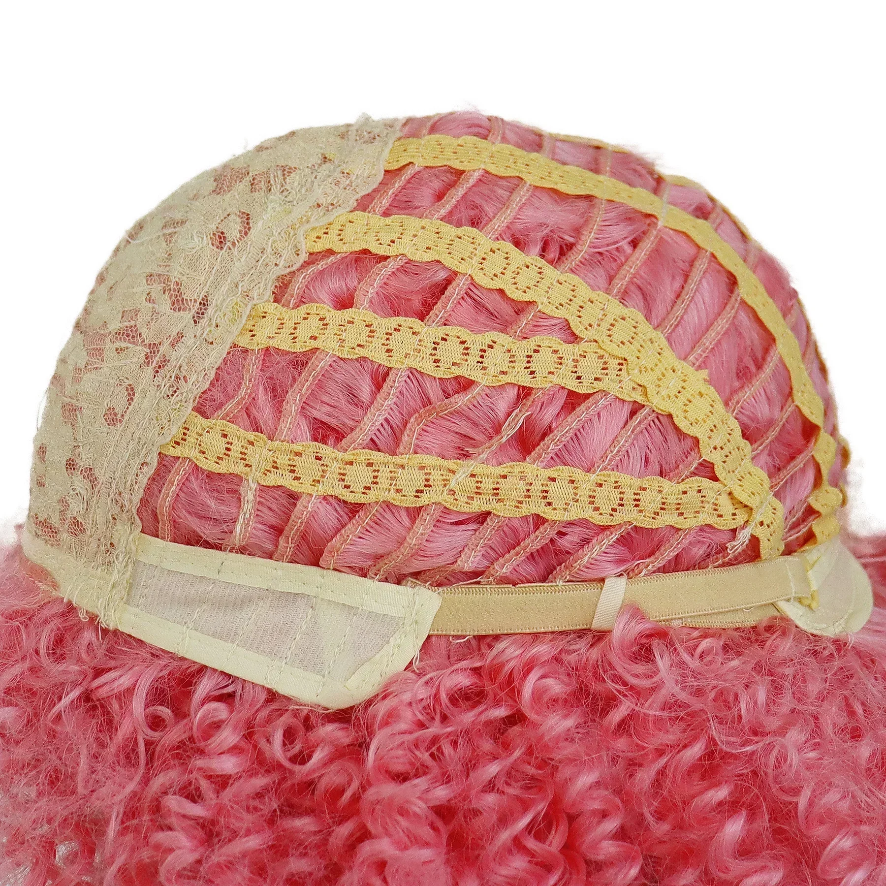 Pelucas rosas cortas sintéticas con flequillo, peluca Afro rizada Natural para mujeres, estilos de cabello sueltos y esponjosos, venta de liquidación, peluca barata para Cosplay