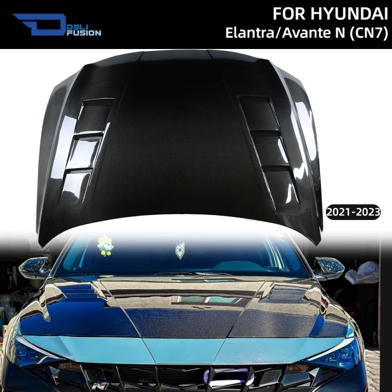 

Для Hyundai Elantra N Avante N CN7 2021-2023 годов: Вентилируемый капот в стиле DLF из углеродного волокна, внешние детали кузова