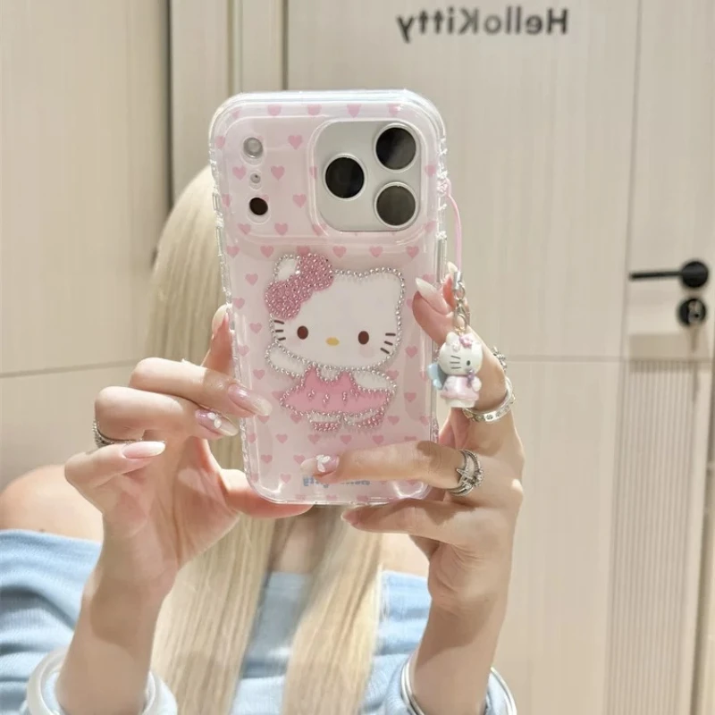 

Чехол для телефона Sanrio Hello Kitty в стиле аниме для iPhone 17, 16, 15, 14, 13: мультяшный, милый, кавайный, противоударный, износостойкий, декоративный. Новинка 2026 года.