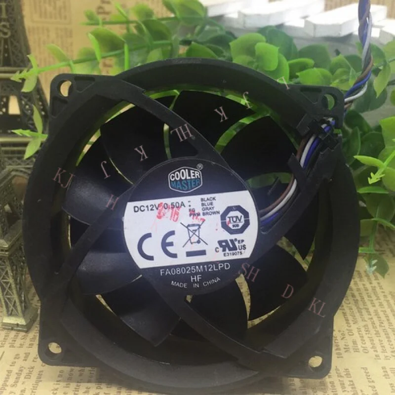 

N for CoolerMaster fan FA08025M12LPD 12V 0.50A 804057-001 CPU fan 80*80*25MM