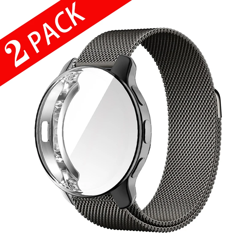 Magnetic Loop For Garmin Venu 2 Plus / Venu 2 2S Strap Metal mesh bracelet For Garmin Vivoactive 4 4s Full Cover Protective Case