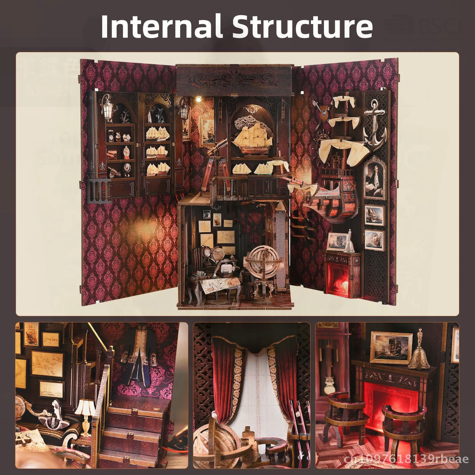 لتقوم بها بنفسك الذاكرة المقصورة نموذج منزل ثلاثية الأبعاد ستيريو اللبنات Bookend الحلي تجميع خشبي لغز للأعمار 14 + هدايا عيد الميلاد #2