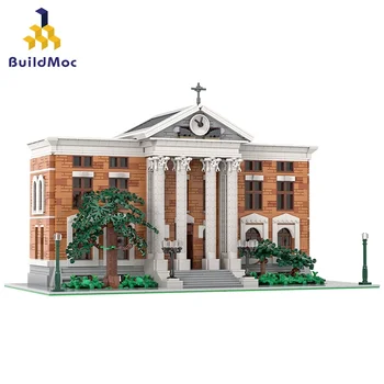 MOC Architecture Bell House Back to the Future Modular Clock Tower Building Blocks Time Skyline Bricks Toy for Children Birthday