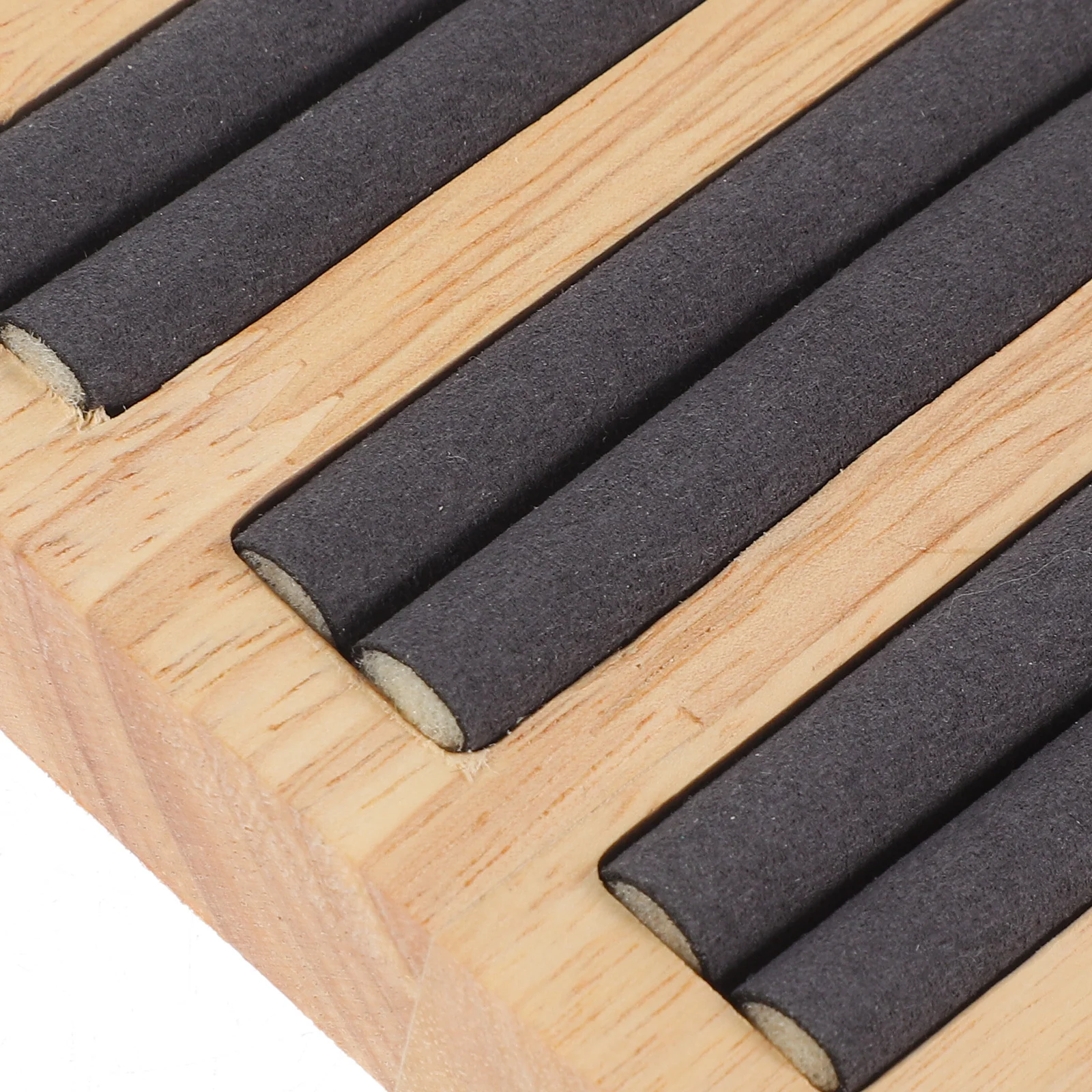 

Solid Wood Ring Holder Organizer With 3 Slots Elastic Strip Dark Grey Jewelry Display Tray For Rings Storage Protection
