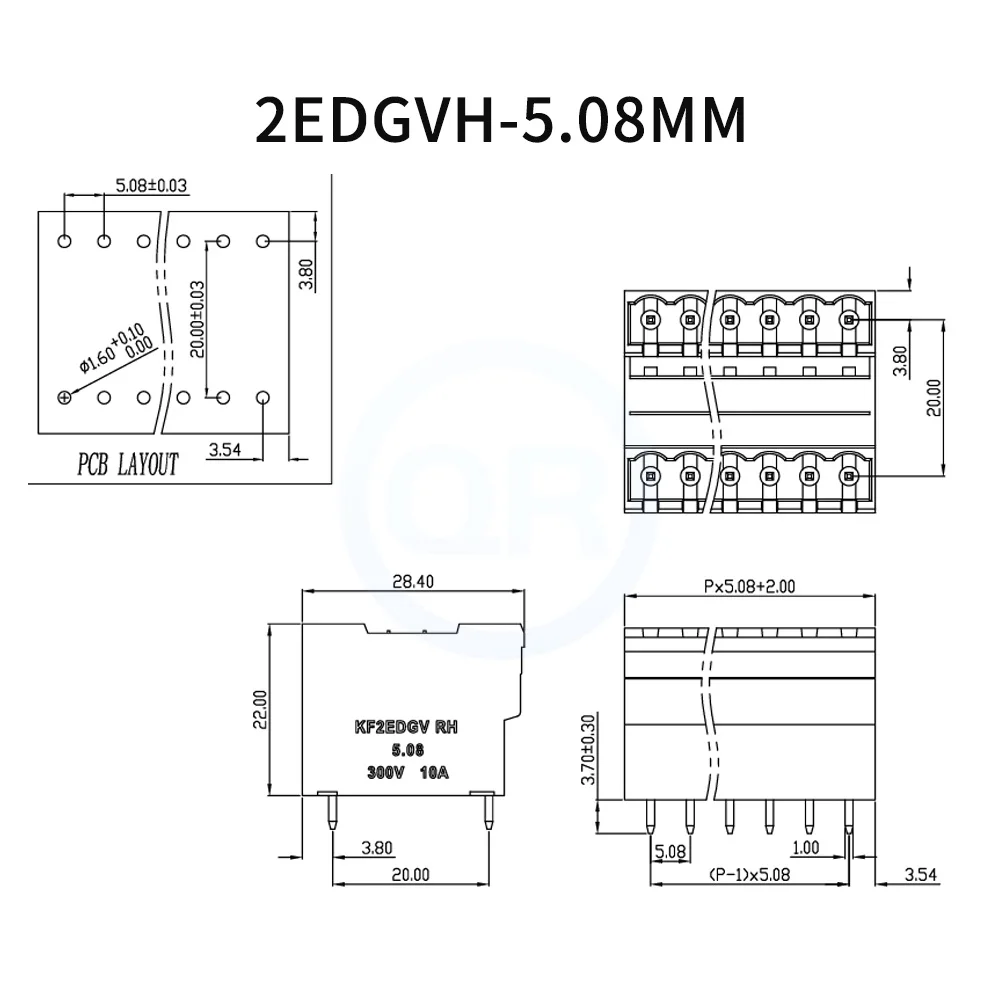 (5 pcs) KF 2EDGVH 2EDGRH 5.08mm Double Plug-in Terminal Block Solder PCB Double Row Right Angle/Straight 15EDGRH / 15EDGVH 5.08
