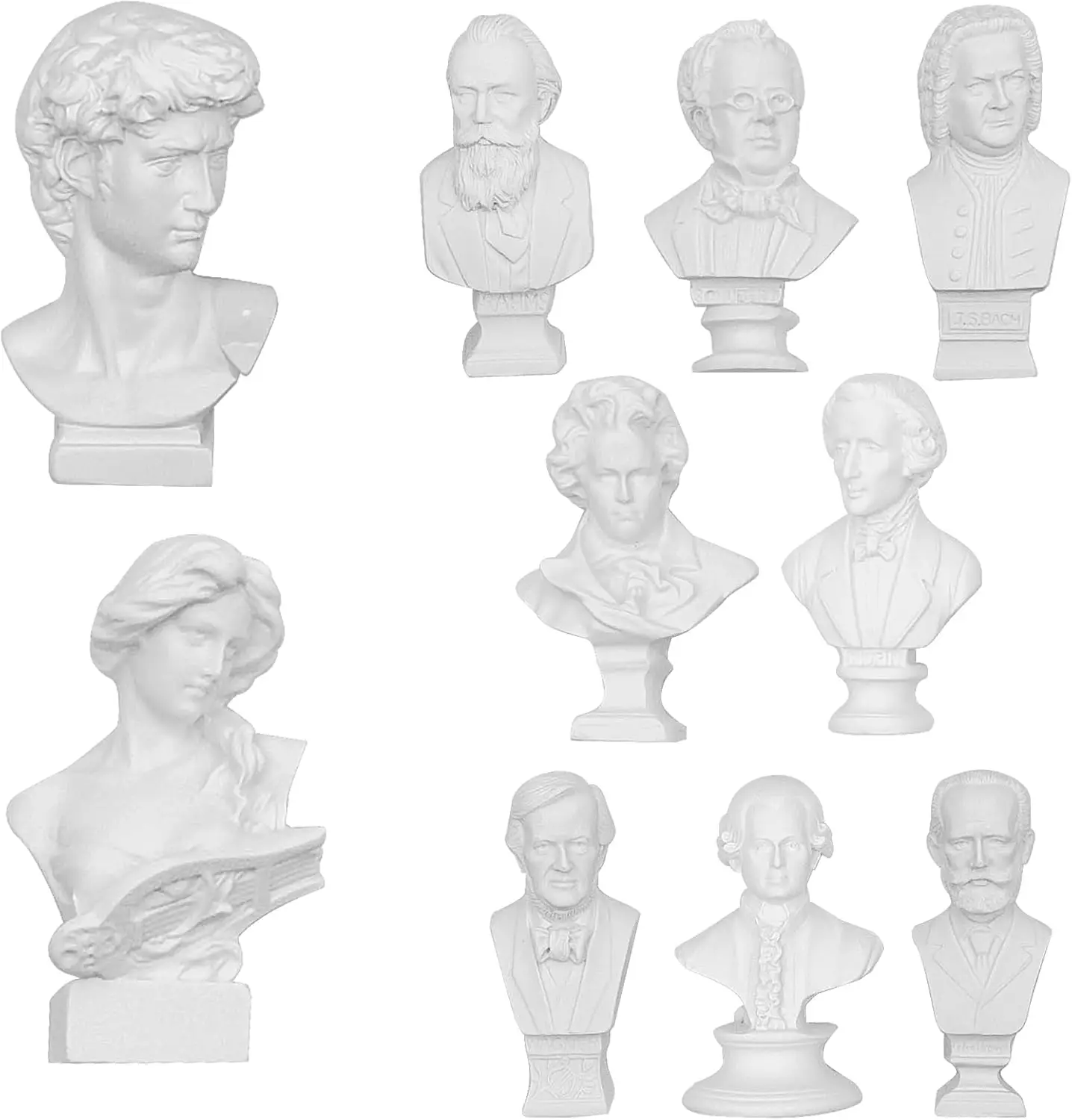 Mini Musicians Bust Statue and Sculptures, Musician Resin Mini Plaster Figurine for Decor/Gifts/Art Teaching Aids, European Styl