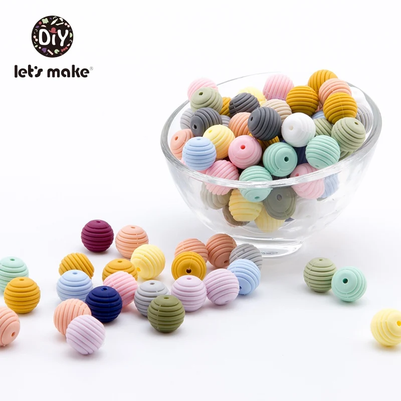 

10pcs 15mm Silicone Beads Teether DIY Threaded Silica Beads BPA Free Spiral Food Grade Silicone Teething Baby Nursing Beads