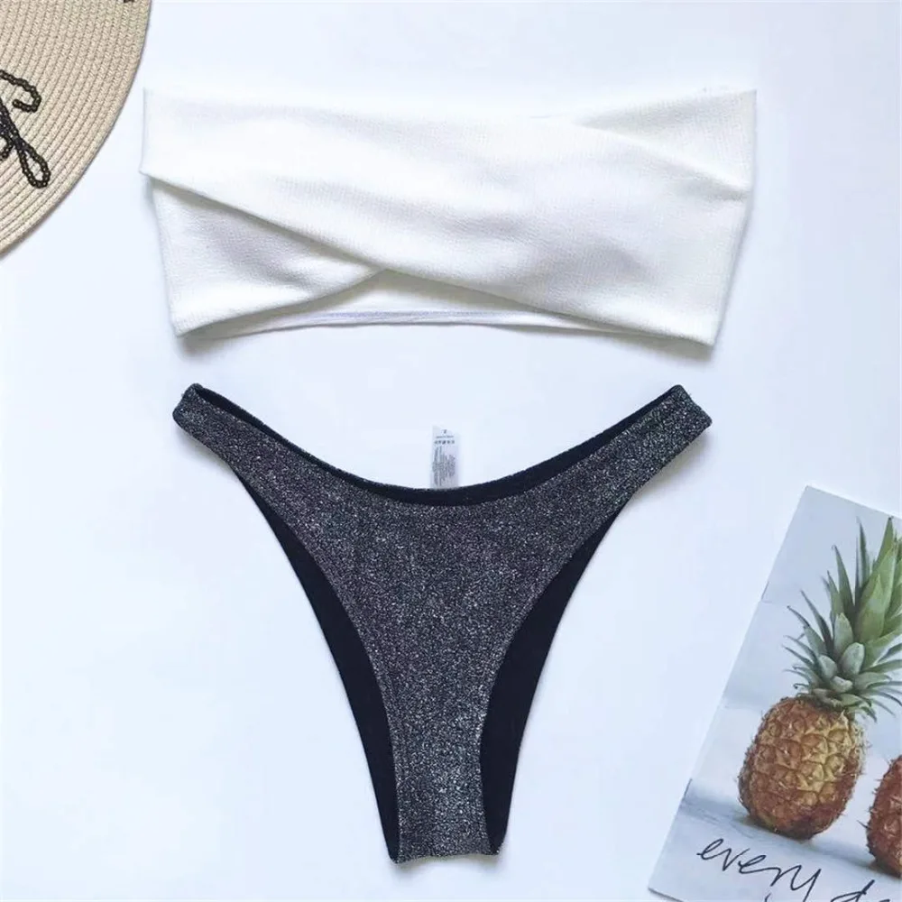 Neuer Sexy Bandeau Glitzer-Bikini Damen-Badeanzug Zweiteiliger Bikini-Set Badebekleidung Badeanzug für Damen V1109 – Detail 14