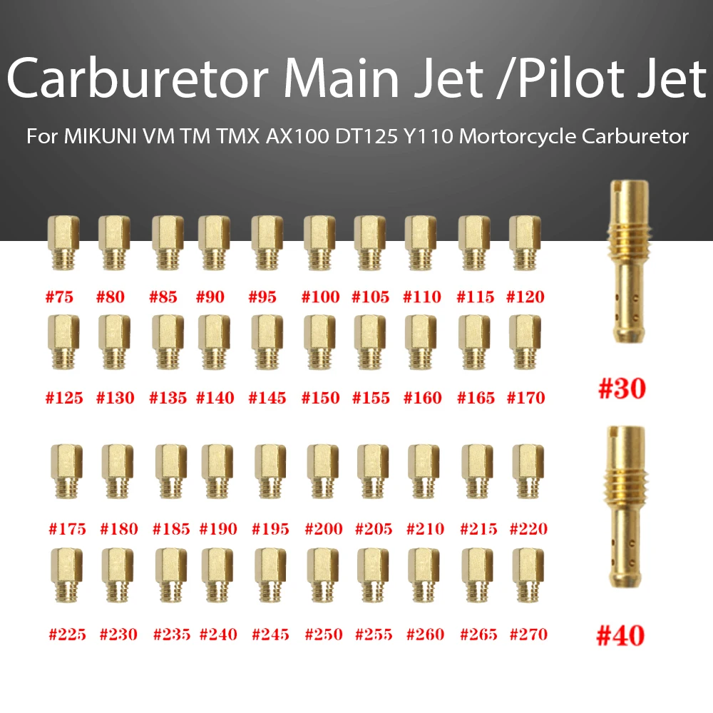 

40PCS/20PCS Hex Type Main Idle Lot/Pilot Jet Carburetor For MIKUNI VM TM TMX AX100 DT125 Y110 Mortorcycle Carburetor