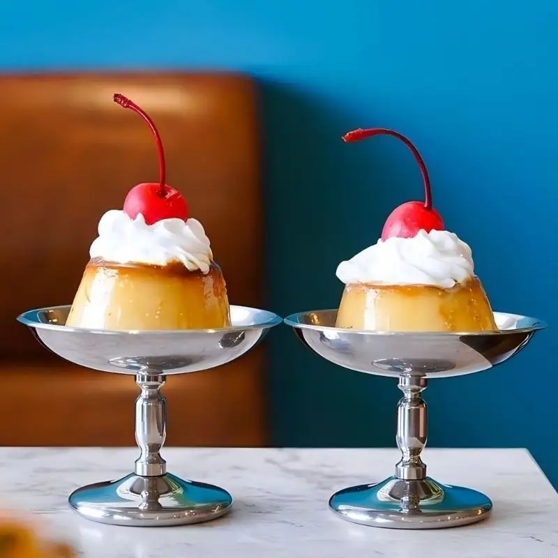 

Stainless Steel Dessert Bowl for Home and Restaurant Use Footed Ice Cream Cup A0KF