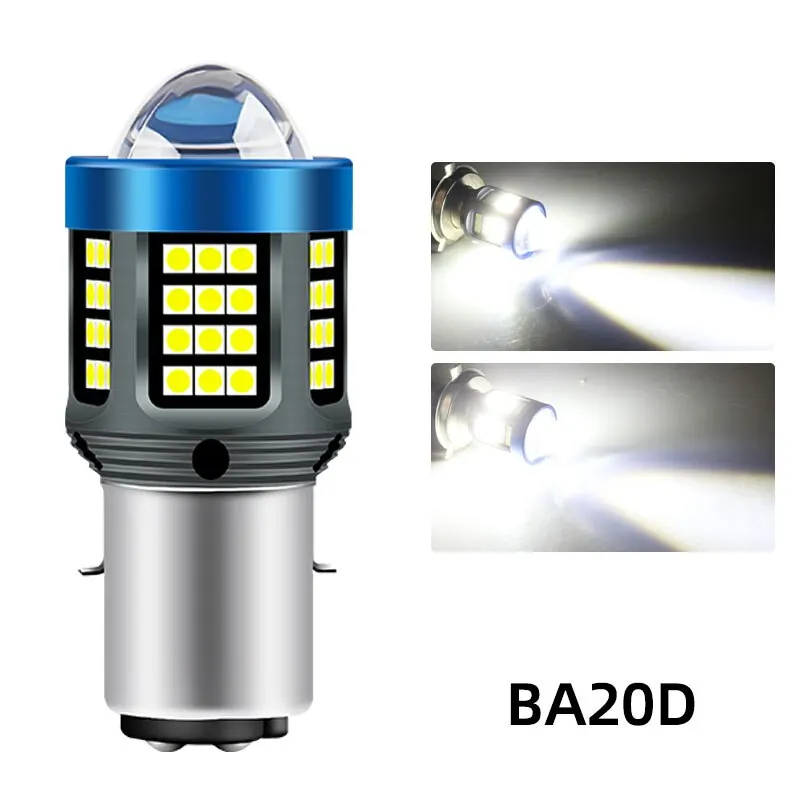 1Pc H4 Ba20d H6 Led Motorfiets Koplamp Csp Dual Color Wit Geel Hi Lo Beam Lens Mistlamp Voor Motobike Scooter Rijlicht