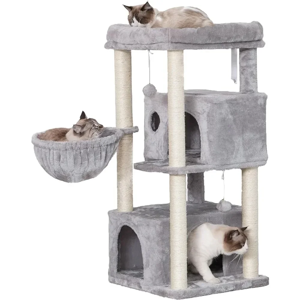 

Cat Tree, Multi-Level Cat Condo for Large Cat Tower Furniture With Sisal-Covered Scratching Posts Scraper