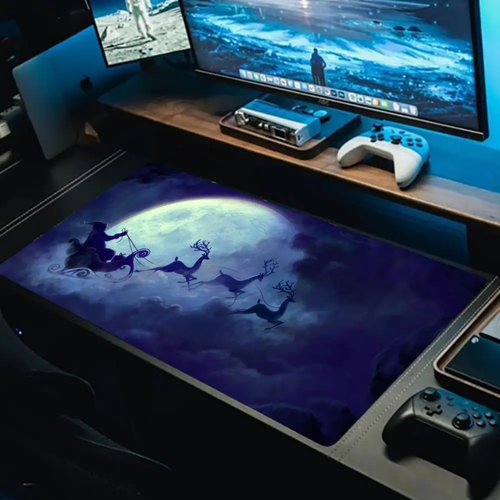 

Christmas Moon Mouse Pad Computer Accessories Office Game Table Mats Rubber Anti-slip Gaming Keyboard Mousepads Desk Pads 40X90