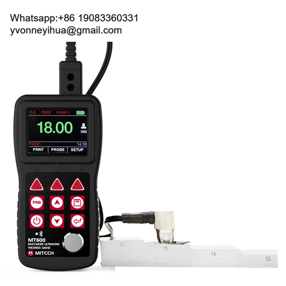 

Digits High Precision MT600 Multi-Mode Ultrasonic Thickness Gauge Tester Through Paint & Coatings TFT LCD Range 0.65-600mm