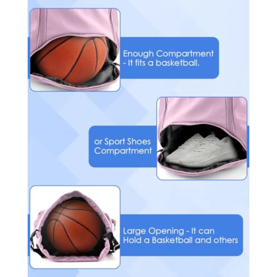 Soccer Drawstring Backpack, Basketball Bag, Volleyball Football Bags with Ball and Shoe Compartment
