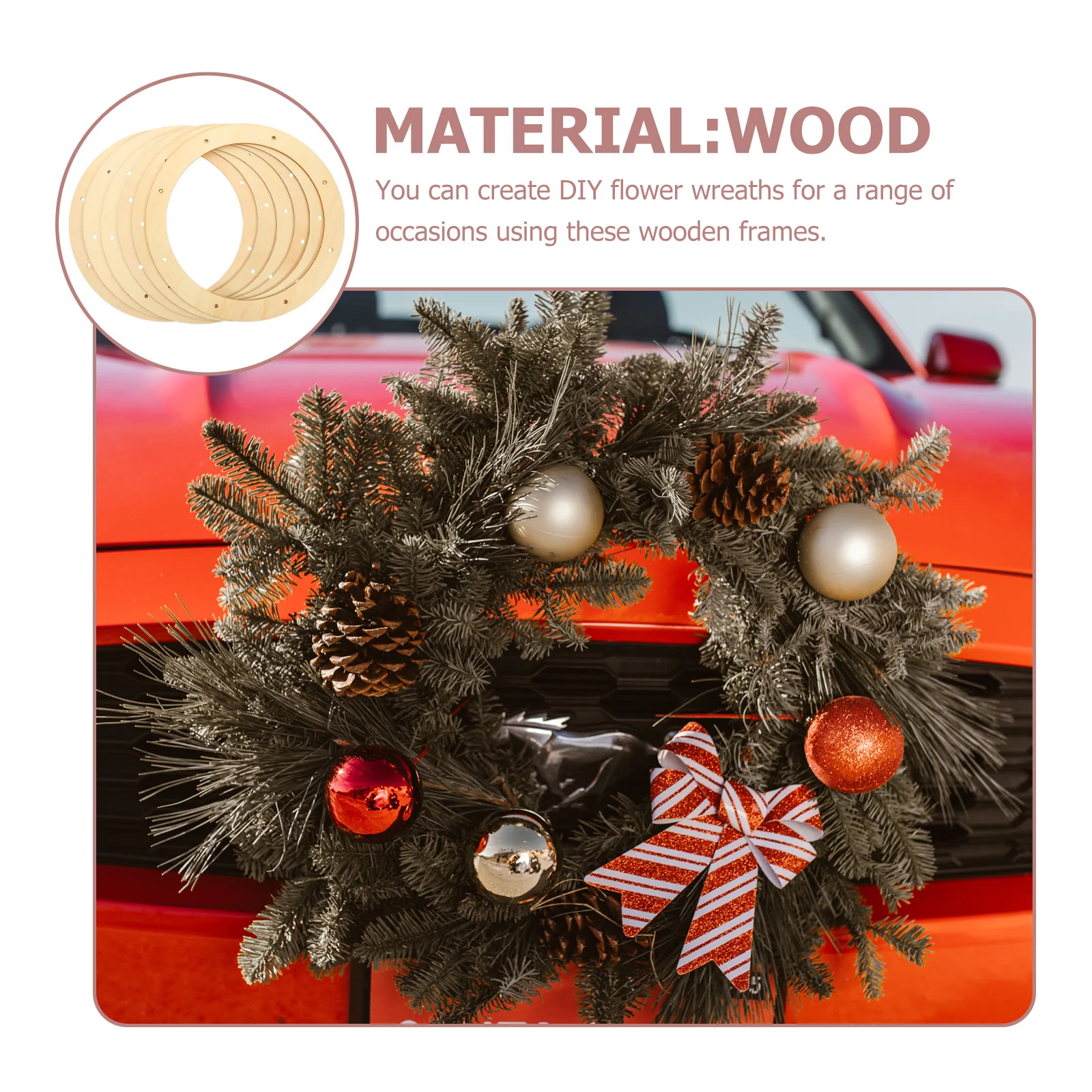 

6Pcs Wood Wreath Ring Wooden Frame for DIY Wreaths Unfinished Wood Craft Supplies Flower Garland Wreath Making Supplies