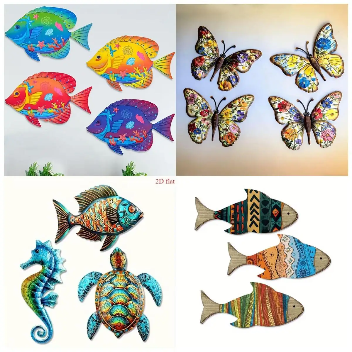3 Pcs Tribal Pattern Wooden Fish Wall Decor Nautical Style Fish Wall Art For Kids Room Bathroom Coastal Home Wall Ornament