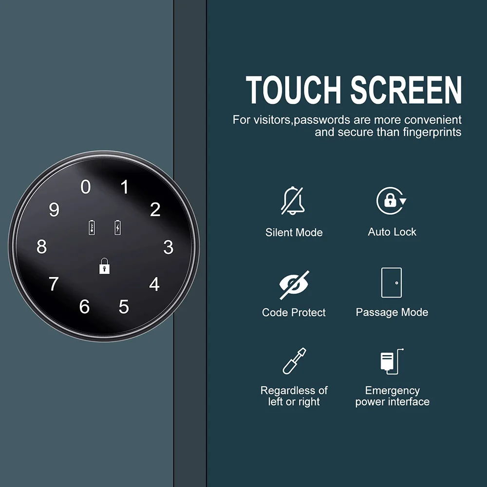 BBDHOME Smart Door Knob Tuya App Control Fingerprint Lock Hotel Office Apartment Mobile Passcode Keyless Entry Easy Install