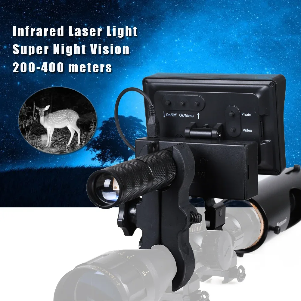 Digital Night Vision Scope for Hunting Monocular Video Recording 4.3 inch Screen IR Flashlight DIY Night Vision Device Telescope