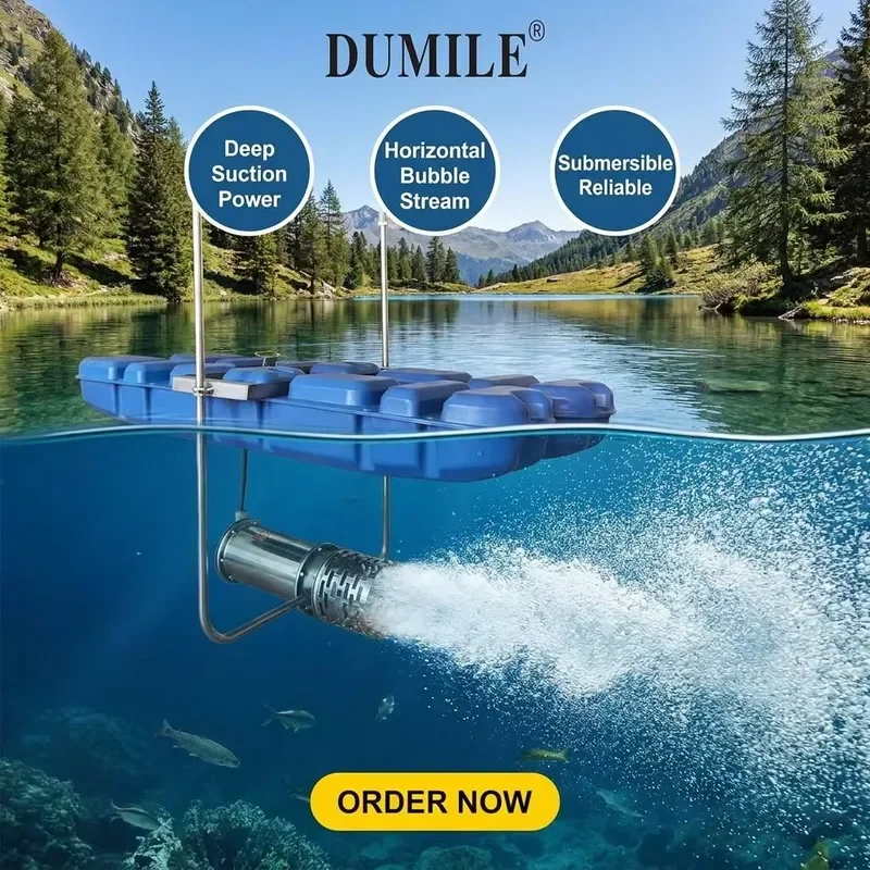 DUMILE 2HP Multi-block Float Submersible Water Push Aerator Stable Floating Structure Resist Strong Wind on Open Breeding
