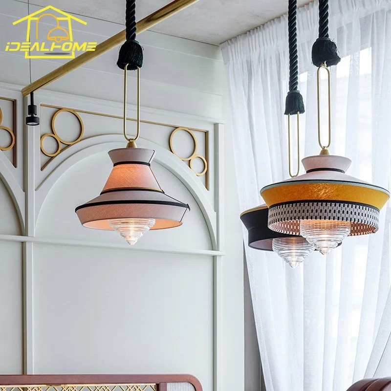 Japanese Minimalist Wabi-sabi Fabric Art Decorative Pendant Lights LED E27 Modern Interior Lighting Restaurant Bedroom Homestay image 6