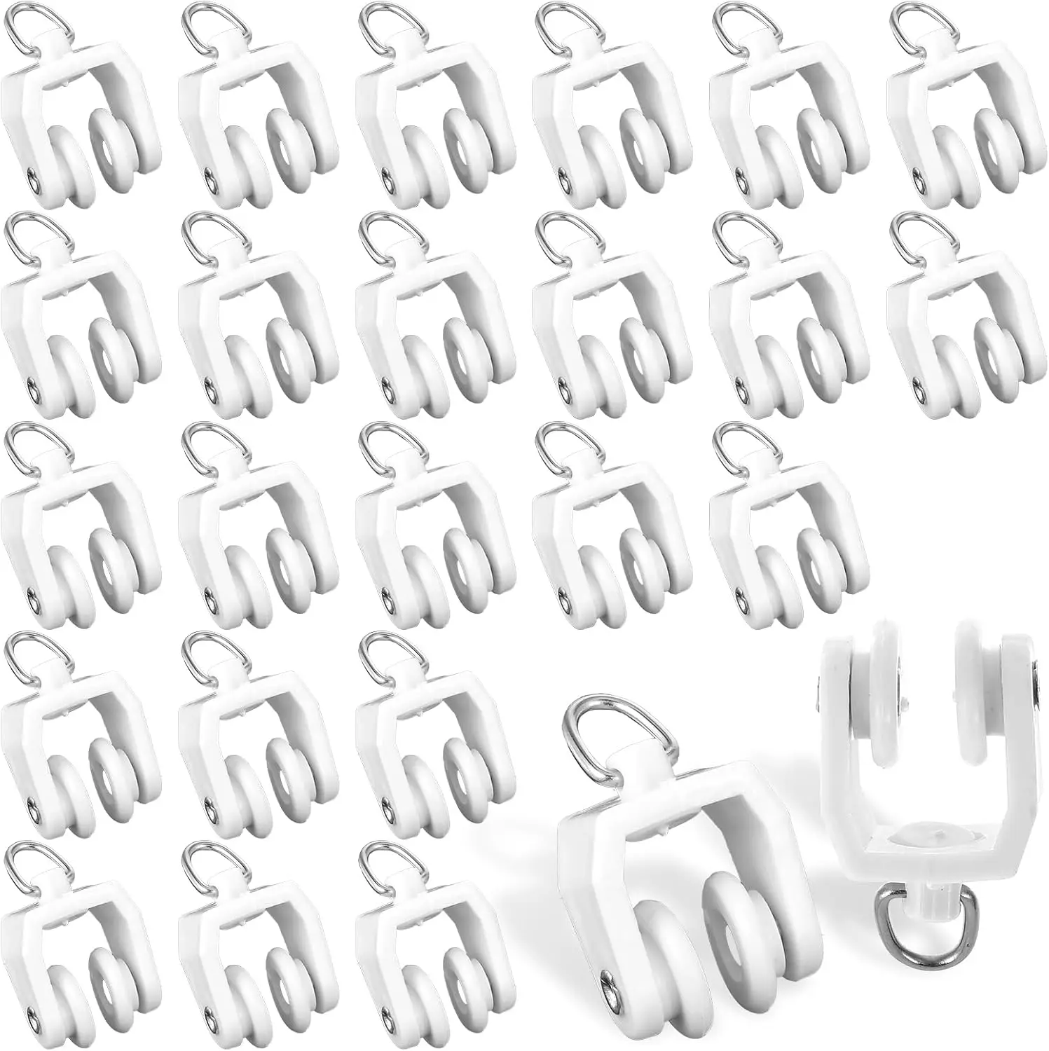 Curtain Track Rollers, Ceiling Curtain Track Hooks Flexible Bendable Clips with Hooks for Shower Curtain Window Straight Tracks