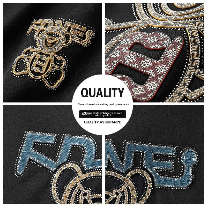 Luxury Men's Long Sleeve Shirt Fashion Embroidery Design, Premium Casual Non-Iron Wrinkle Free Elegant Dress Shirt