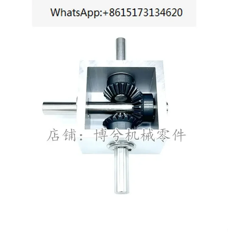 90 degree right angle bevel gear angle reducer 1 to 1, 1 in 2 out, forward and reverse small reversing gearbox shaft 10mm