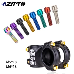 ZTTO 6pcs Bicycle Stem Bolt M5x18mm Steel Hexagon Screw MTB Road Bike Handlebar Stems Bolts Stiffen Colorful Rainbow