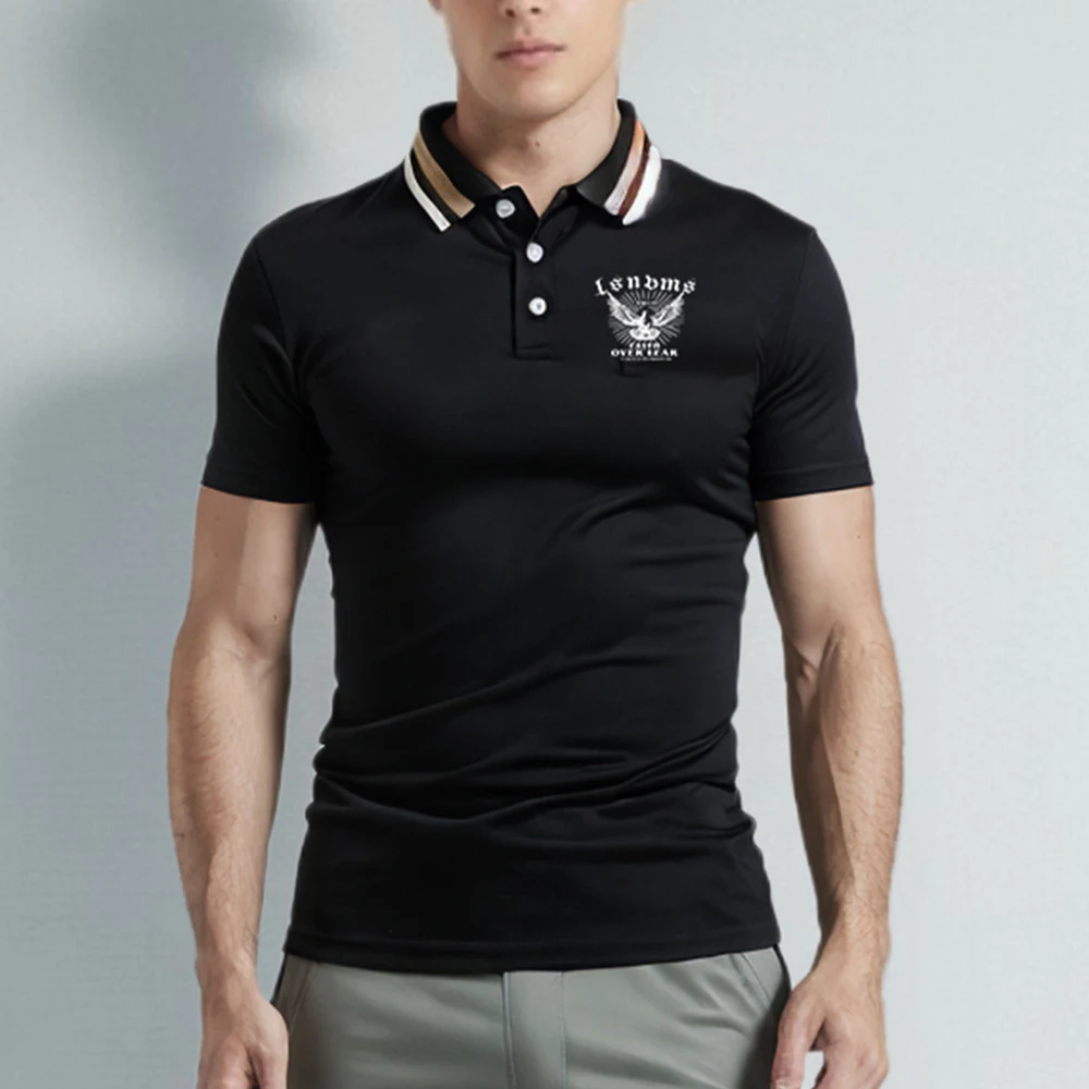 Summer Plus Size Men's Casual Polo Shirt Spring New Business Leisure Breathable Print Lapel Poloshirt Homme for Man