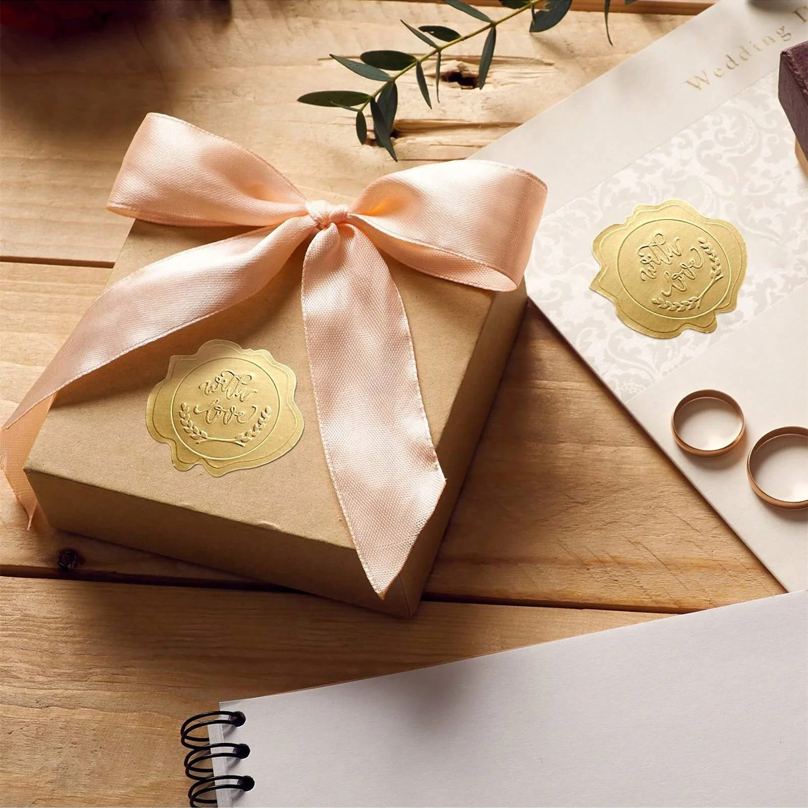 100 Stück goldgeprägte Wachssiegel-Umschlagstäbchen, Ersatz für Wachssiegel, für Grußkarten, Geschenkdekoration – Detail 12