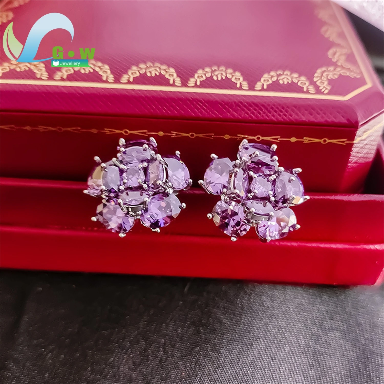 

Premium Floral S925 Sterling Silver Ruby Ear Studs AAA Grade Red Gemstone High Quality Hypoallergenic Fashion Jewelry for Women