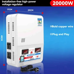 Automatic 20KW Voltage Stabilizer 120-270V To 220V High Quality Pure Copper Low-Voltage AC Regulator Power Supply