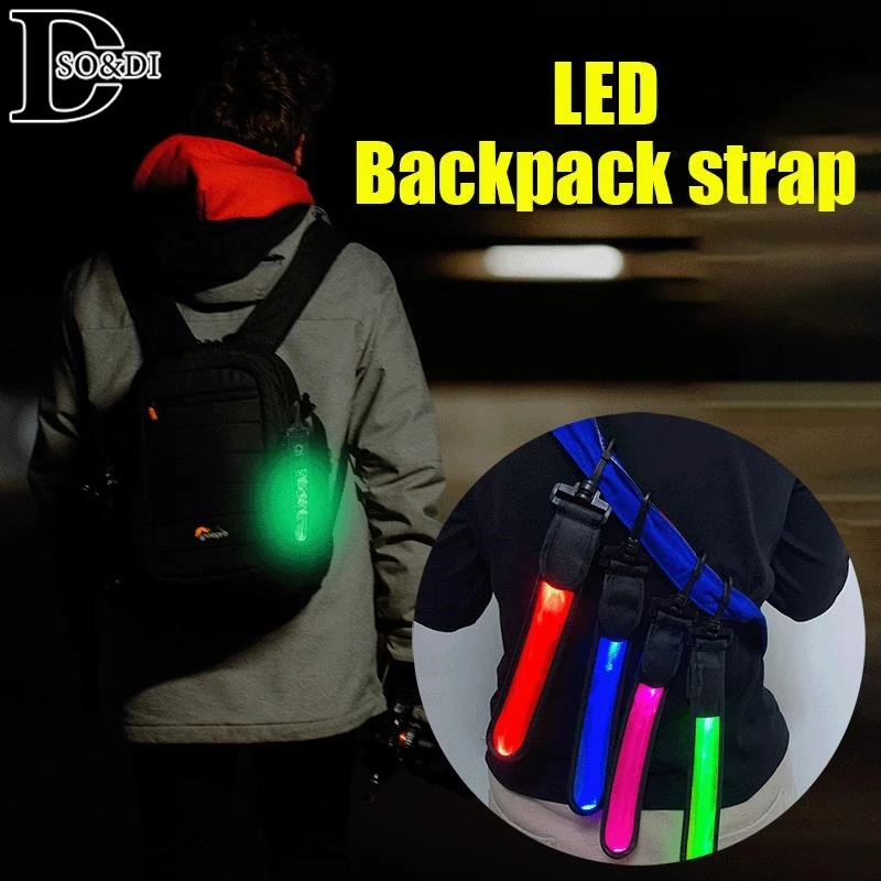 LED Backpack Light For Bike Cycling Night Running Safe Warning Flashing Pendant w/ Adjustable Strap Sports Glowing Bicycle Light