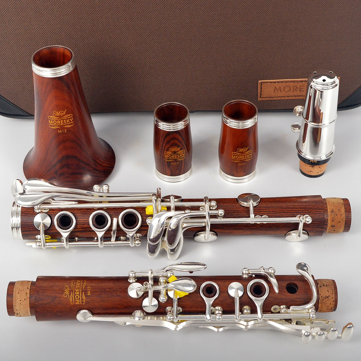 MORESKY Red Wood Professional Clarinet Bb  Rosewood Clarinet Silvering keys Solid wood Sib Klarnet