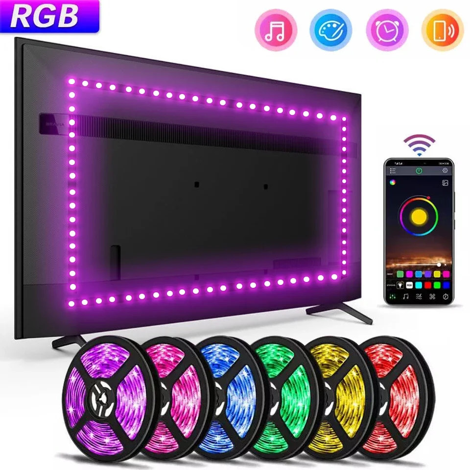 RGB5050 LED Strip Lights Bluetooth APP Control 5V USB LED Strip Flexible Ribbon Tape For TV Backlight Room Decoration