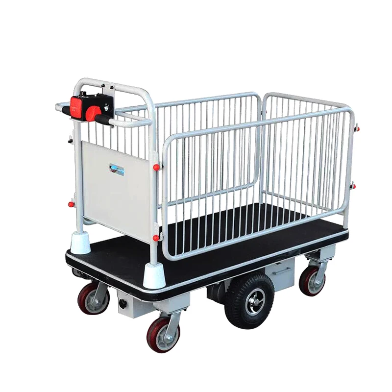 

HG-105B Electric Trolley Cart Electric Flatbed Truck With Wire Fence for Materials Positioning