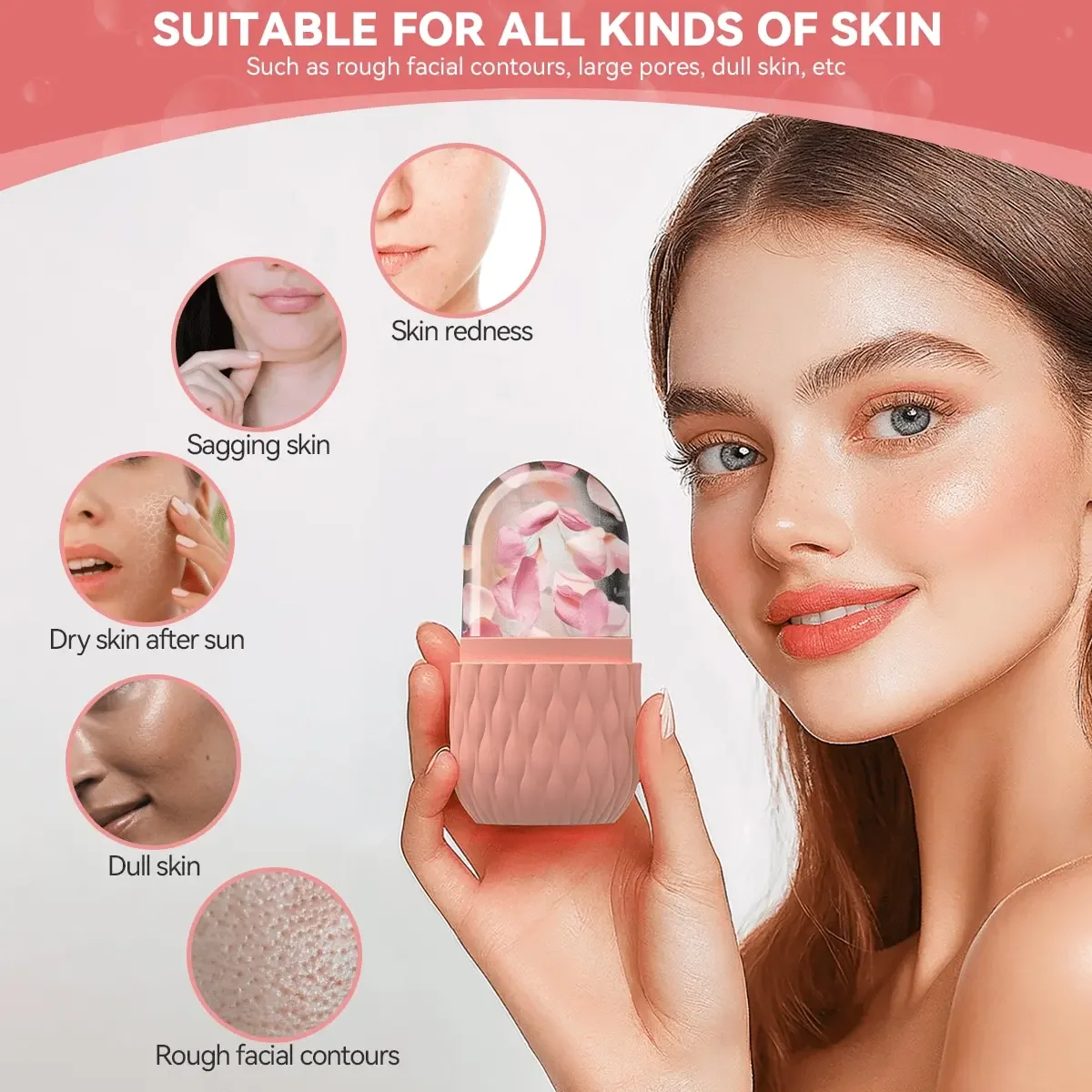 Ice Face Roller และสแตนเลส Gua Sha ชุดเครื่องมือ, เครื่องนวดหน้า Ice Roller Skin Care เครื่องมือชุดความงาม Lifting Contouring เครื่องมือ
