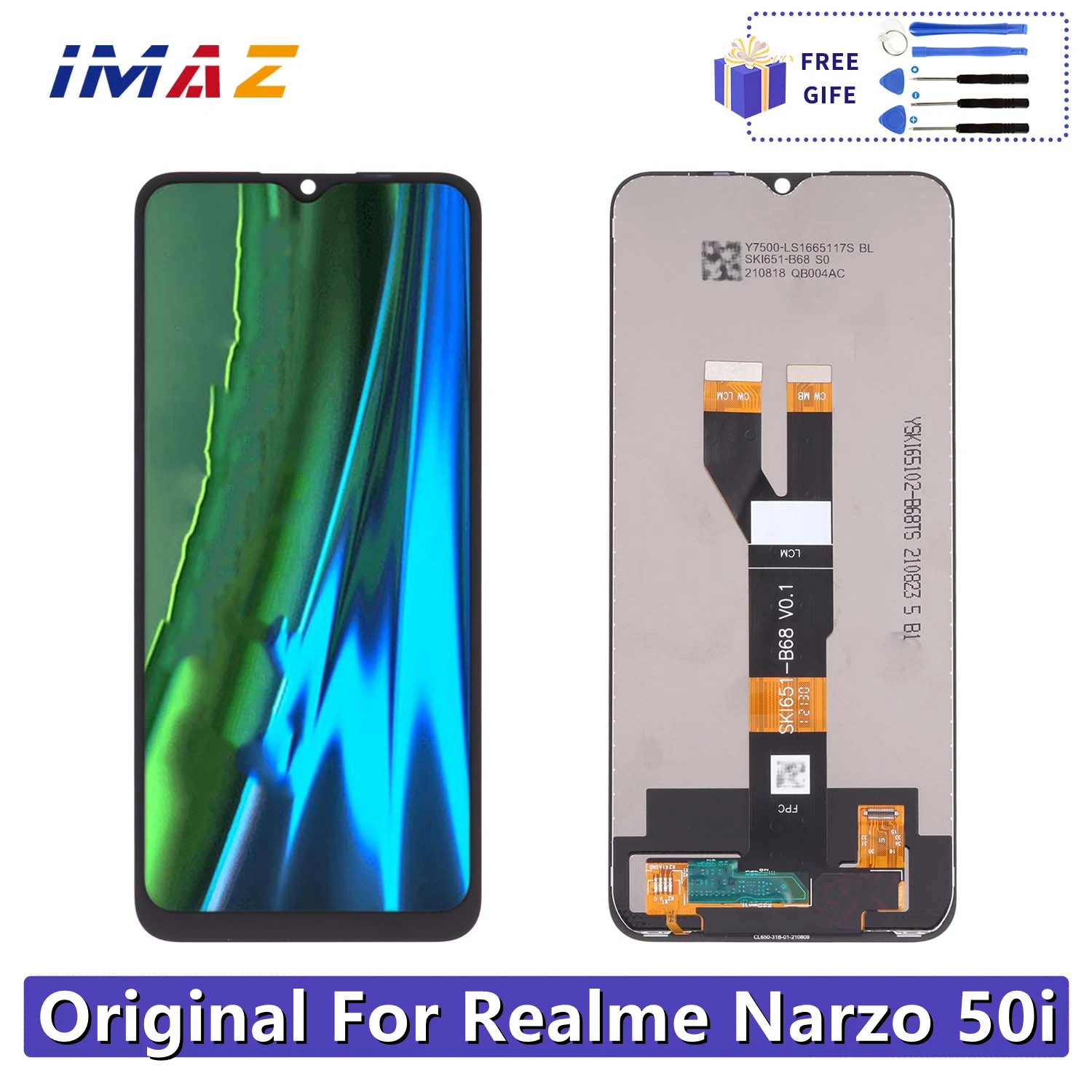 2021 Original Black 6.5 inch For OPPO Realme Narzo 50i LCD DIsplay Touch Screen Digitizer Panel Assembly Replacement