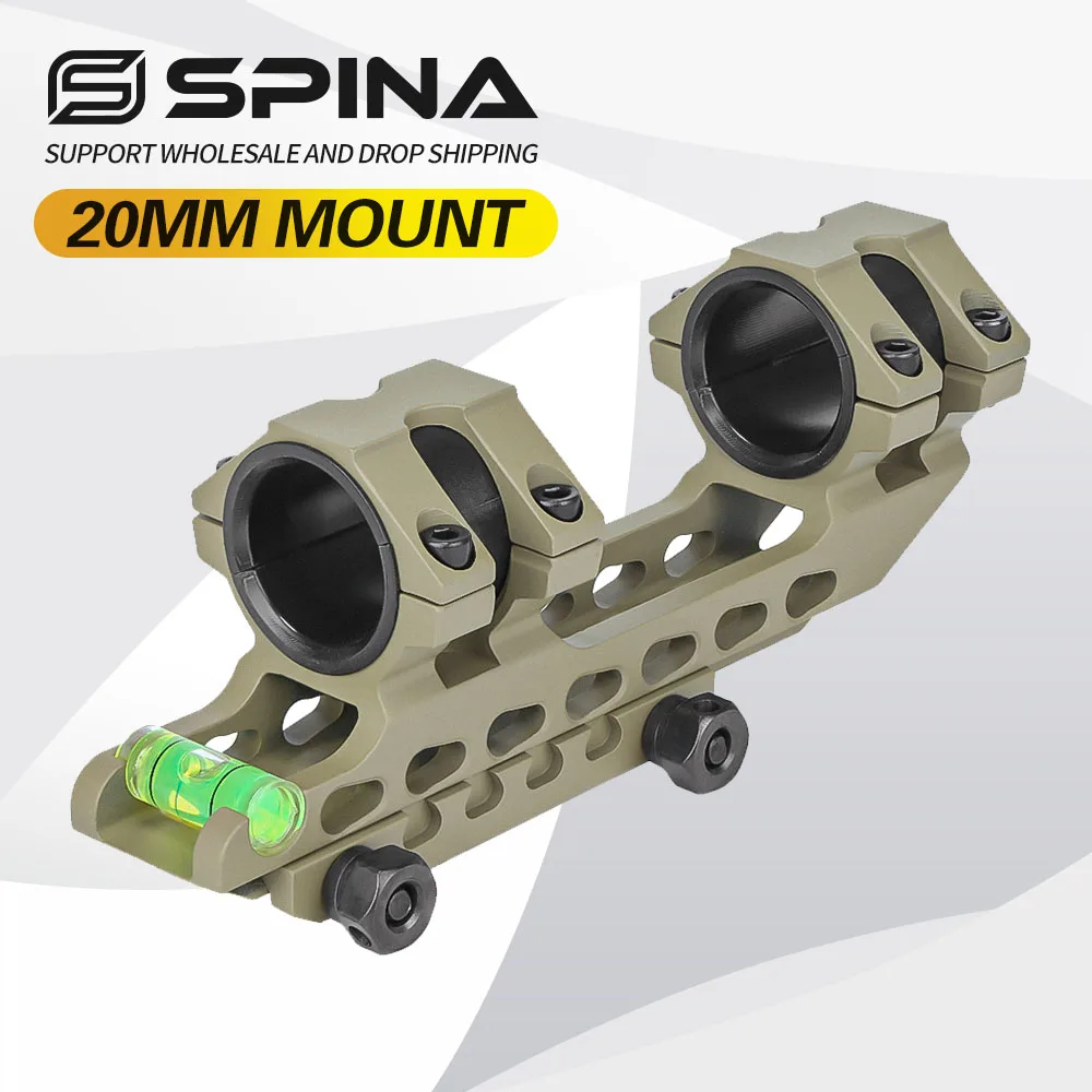 

Tan One Piece Picatinny Scope Mounts 25.4mm/30mm Double Rings Hunting Scope Adapter 20mm Weaver Picatinny Rail With Bubble Level