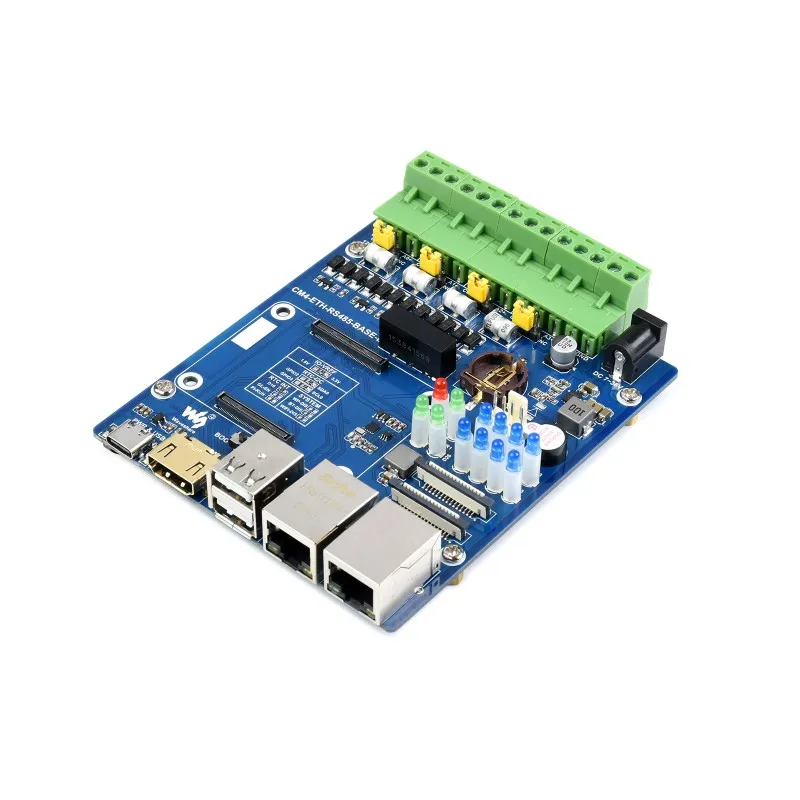 

Dual ETH Quad RS485 Base Board (B) For Raspberry Pi Compute Module 4, Gigabit Ethernet, 4CH Isolated RS485, USB2.0