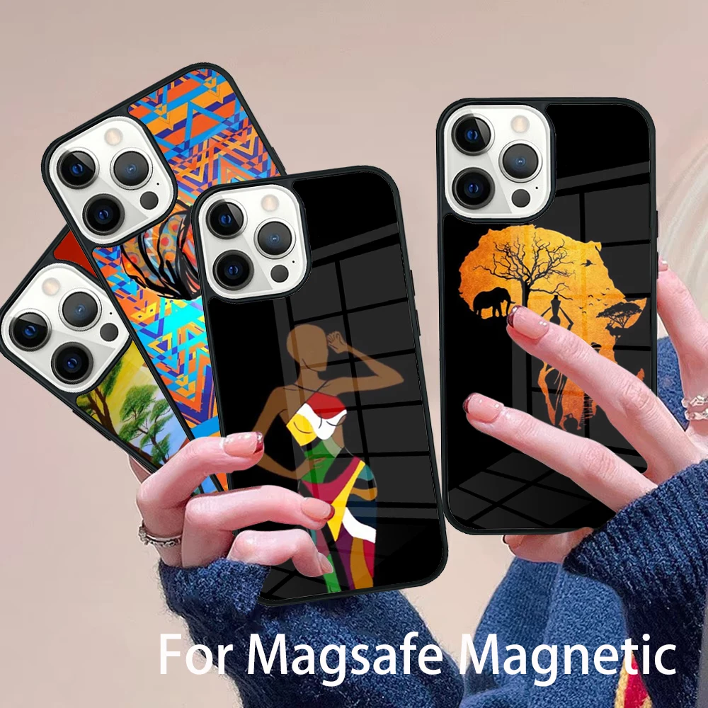 

South Africa Woman Phone Case Magesafe Magnetic Wireless Charge Cover For IPhone 16 11 12 13 14 15 Pro Max Plus Mini