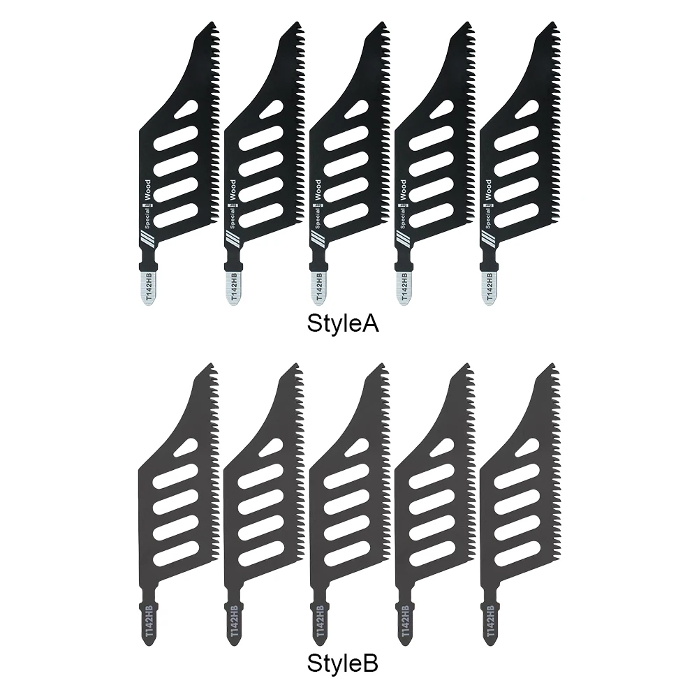 Set di lame per seghetto alternativo in acciaio al carbonio 5 pezzi Lame per seghe a scorrimento curve con codolo a T Taglio di precisione Utensile da taglio per legno Lama per seghetto alternativo