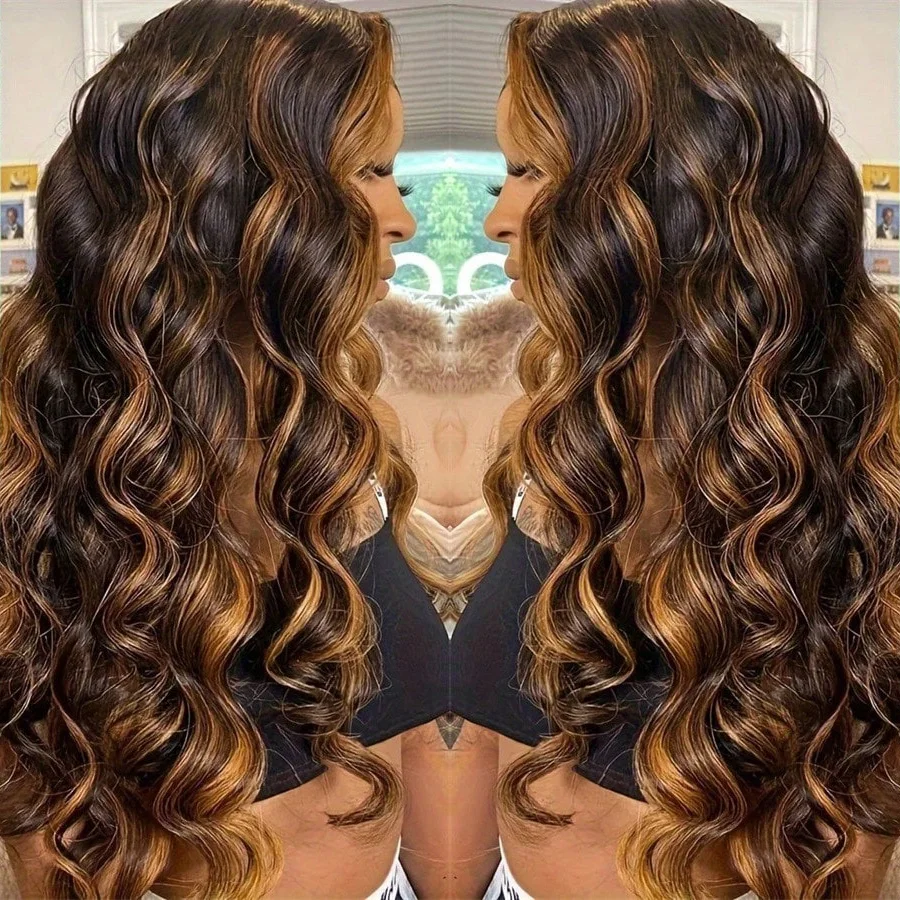 

30-дюймовый мелированный парик спереди, человеческие волосы 1B/30, объемная волна, омбре, парик спереди, человеческие волосы, 13x6, кружевные фронтальные парики, плотность 200