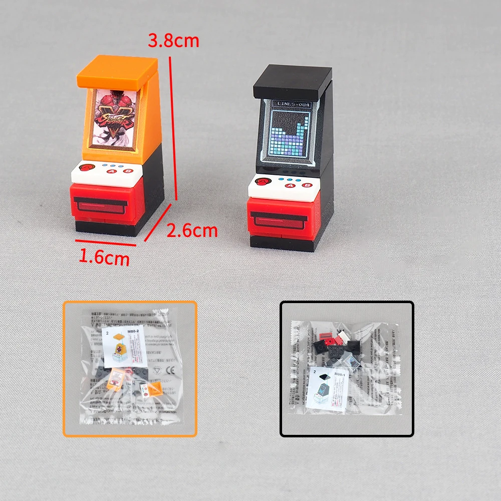 MOC 1PCS Mini Arcade Games Console Building Blocks Set Room Display Screen Compatible Figures Bricks DIY Toys For Children Gift