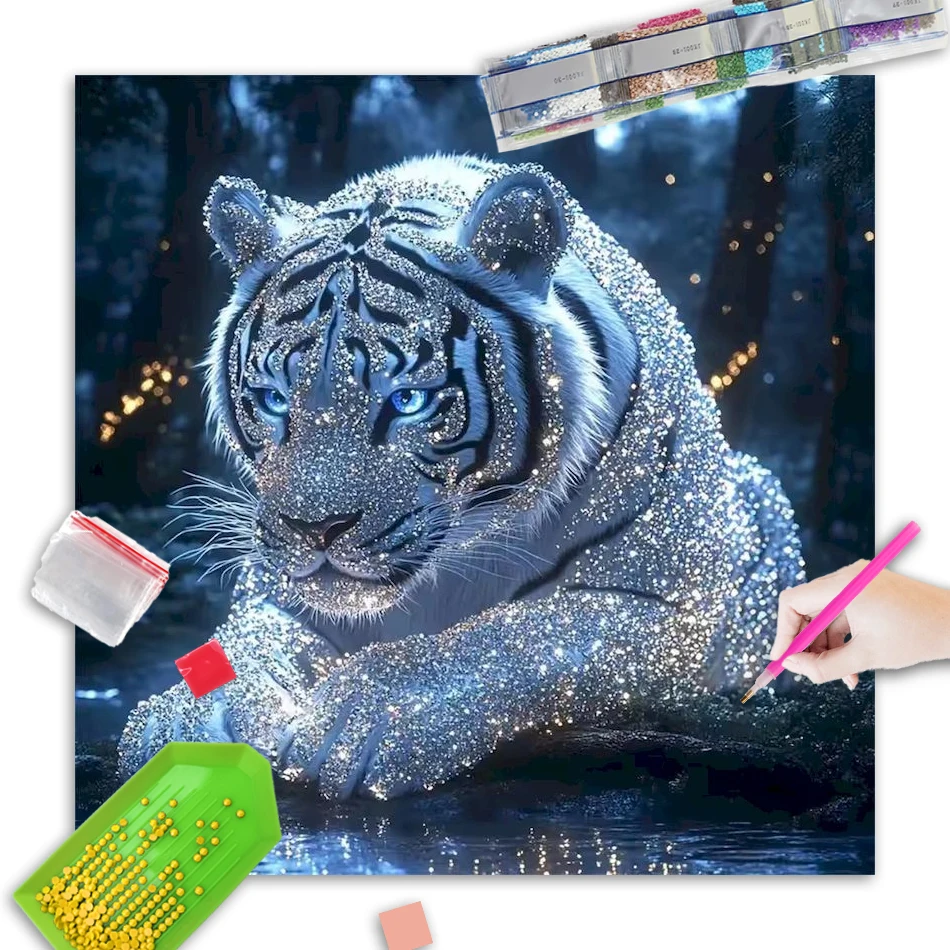 

GATYZTORY 5D DIY Diamond Embroidery Tiger Animal Picture Of Rhinestones Diamond Painting Cross Stitch Mosaic Decor For Home