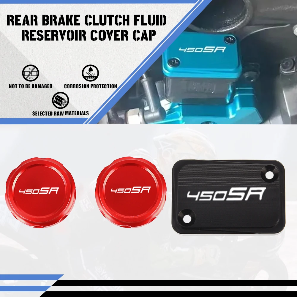 

FOR CFMOTO CF MOTO 450SR 450 SR 2022 2023 2024 Motorcycle Aluminum Front & Rear Brake Clutch Fluid Reservoir Cover Cap Protector