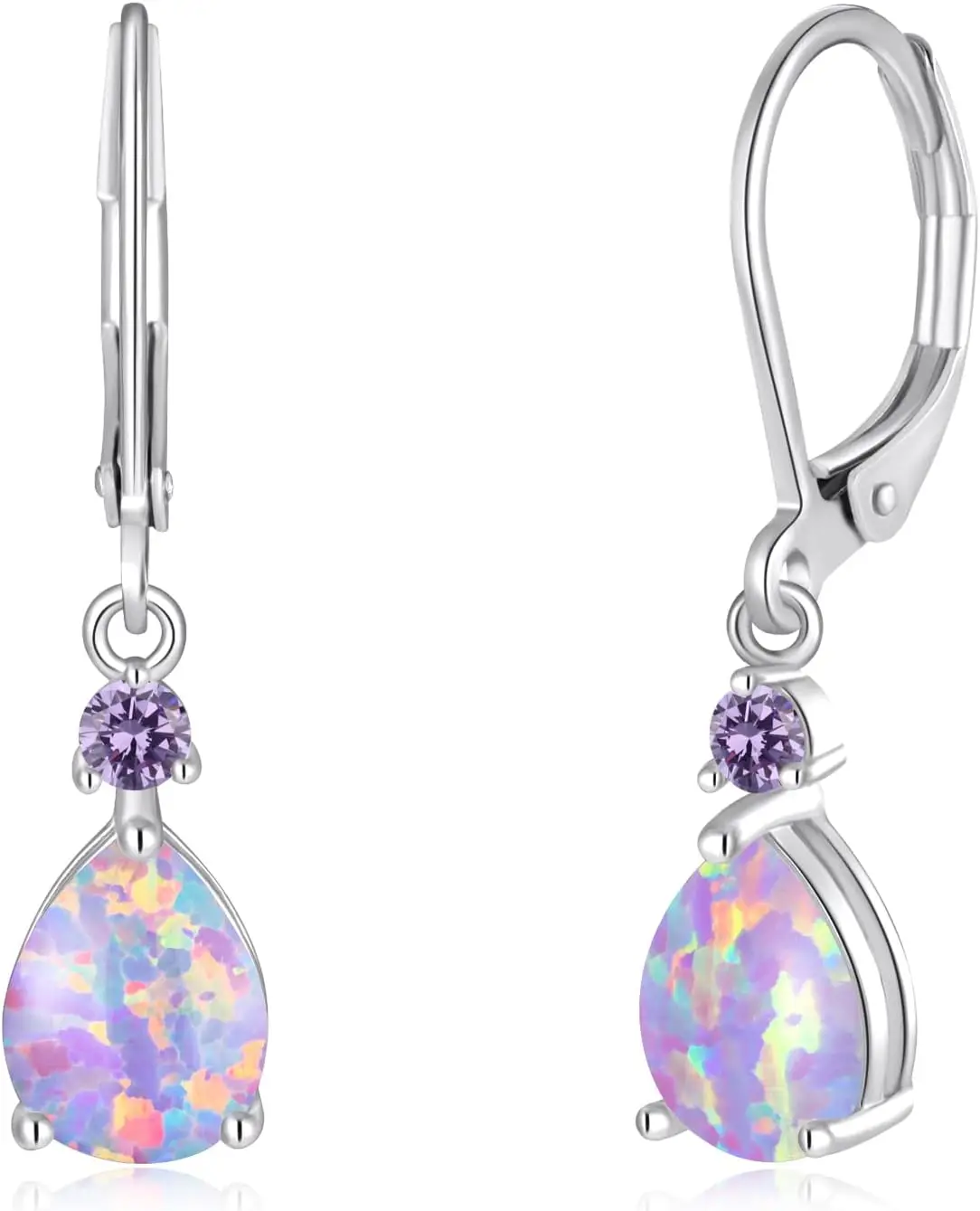 

Leverback Opal Dangle Drop Earrings For Women Girls 14K Gold Plated Teardrop Earrings
