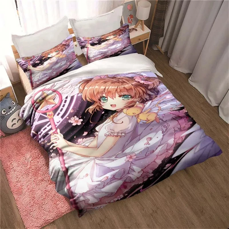 

Всесезонный комплект постельного белья в стиле аниме Cardcaptor Sakura с 3d принтом, комплект одеял для кровати, пододеяльник Double King, домашний текстиль